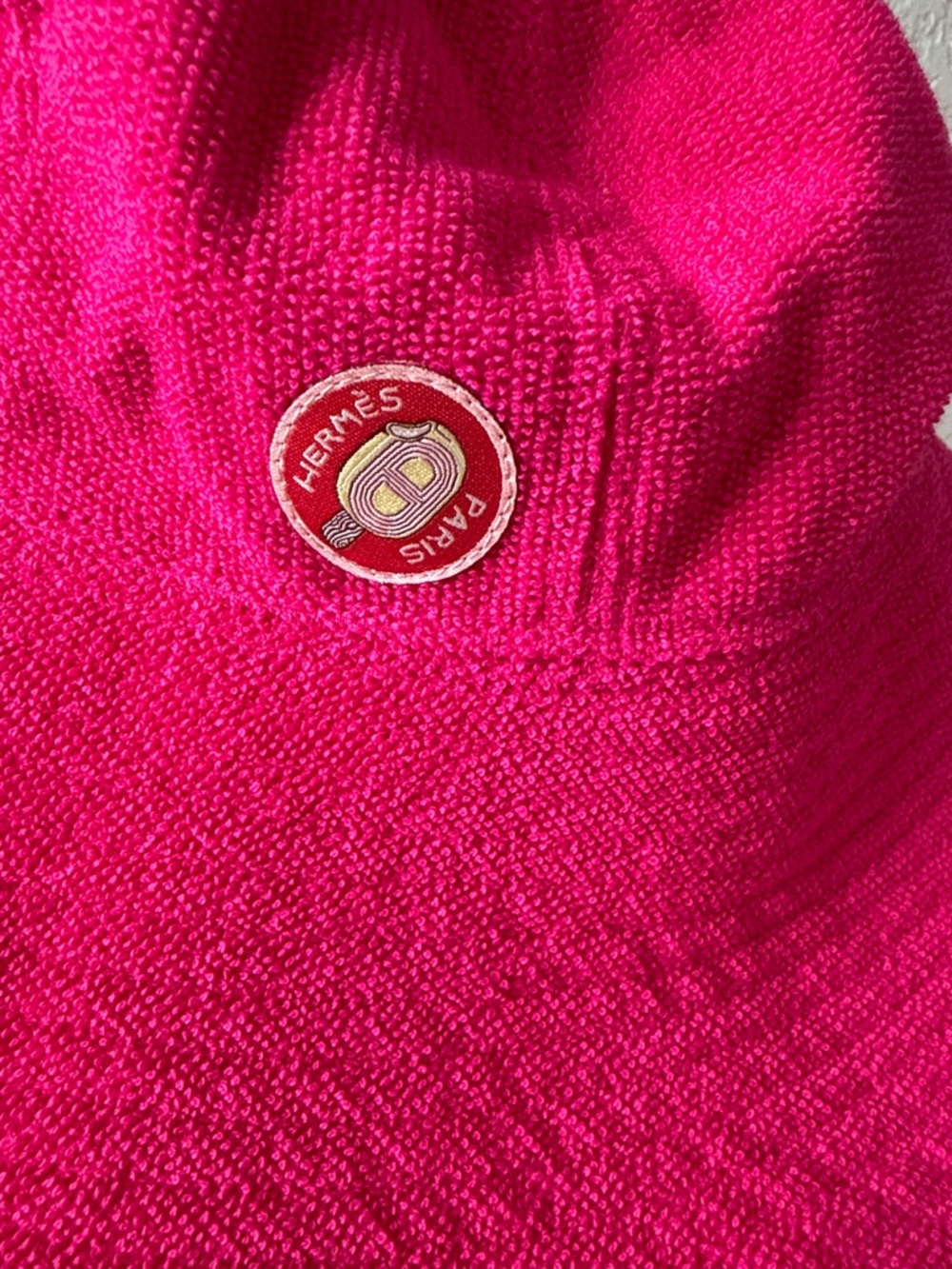 Hermes Hot Pink Bucket Hat with Logo Patch